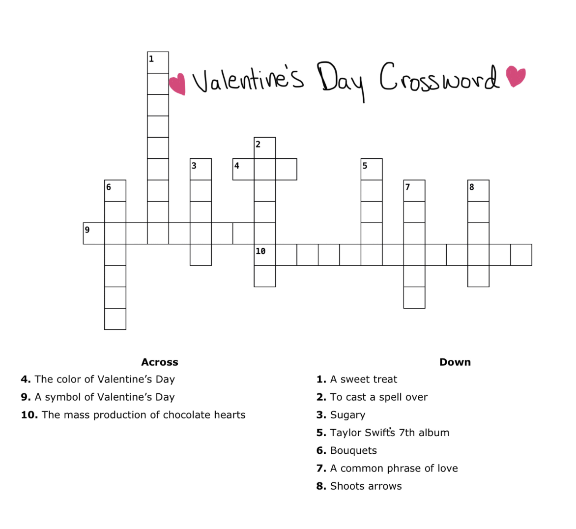 Valentines Day Cross Word Puzzle